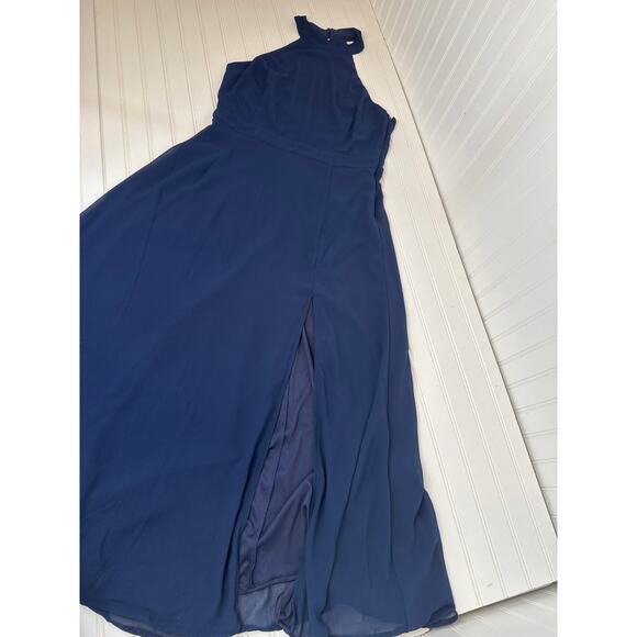 Lulus Confidently Charismatic Navy Blue Backless Halter Maxi Dress Wedding Sz XL - Picture 2 of 6